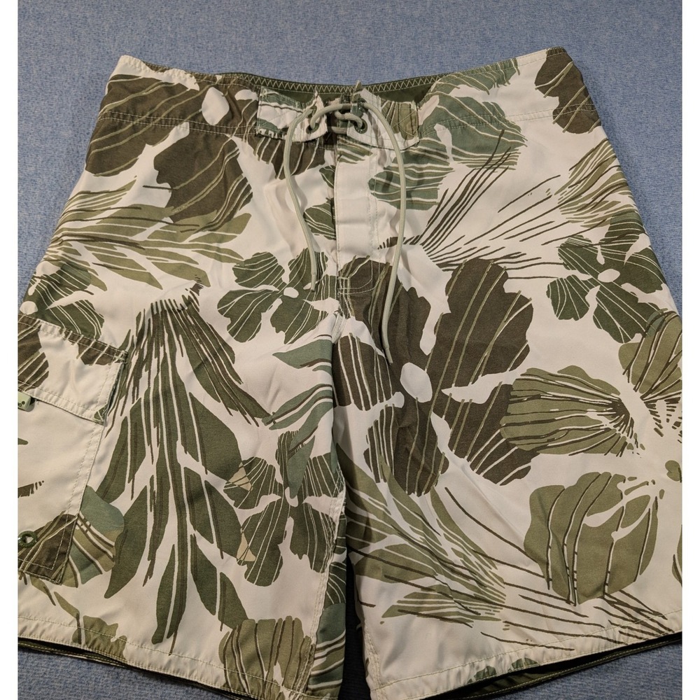 Mossimo Supply Co Mens Board Shorts Size 36 Green Floral Tropical Swim Trunks